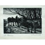 Gwen Raverat (British, 1885-1957) Horses; and Farmyard signed lower right "G Raverat" wood