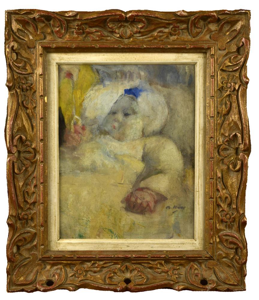 Julia Beatrice How (Scottish, 1867-1932) Study of a baby signed lower right "B How" oil on canvas 34