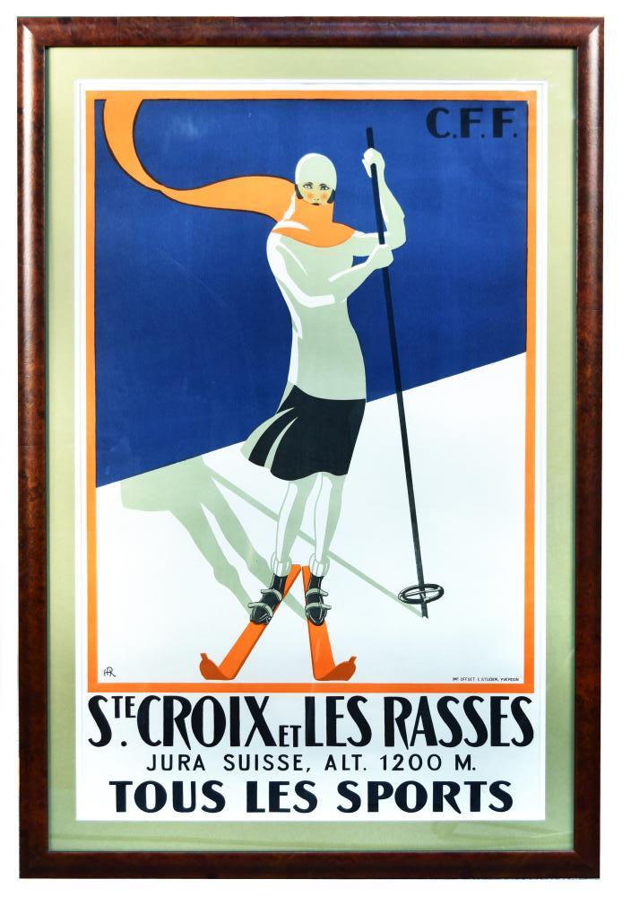 R. H., Ste. Croix-Les Rasses, Jura Suisse, circa 1922, lithograph in colours, printed by E.Studer,