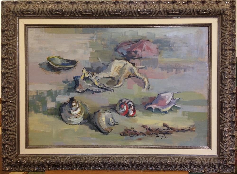 § Lucette de la Fougere (French, 1921-2010) Still life of Shells signed lower right "Fougere" oil on - Image 2 of 6