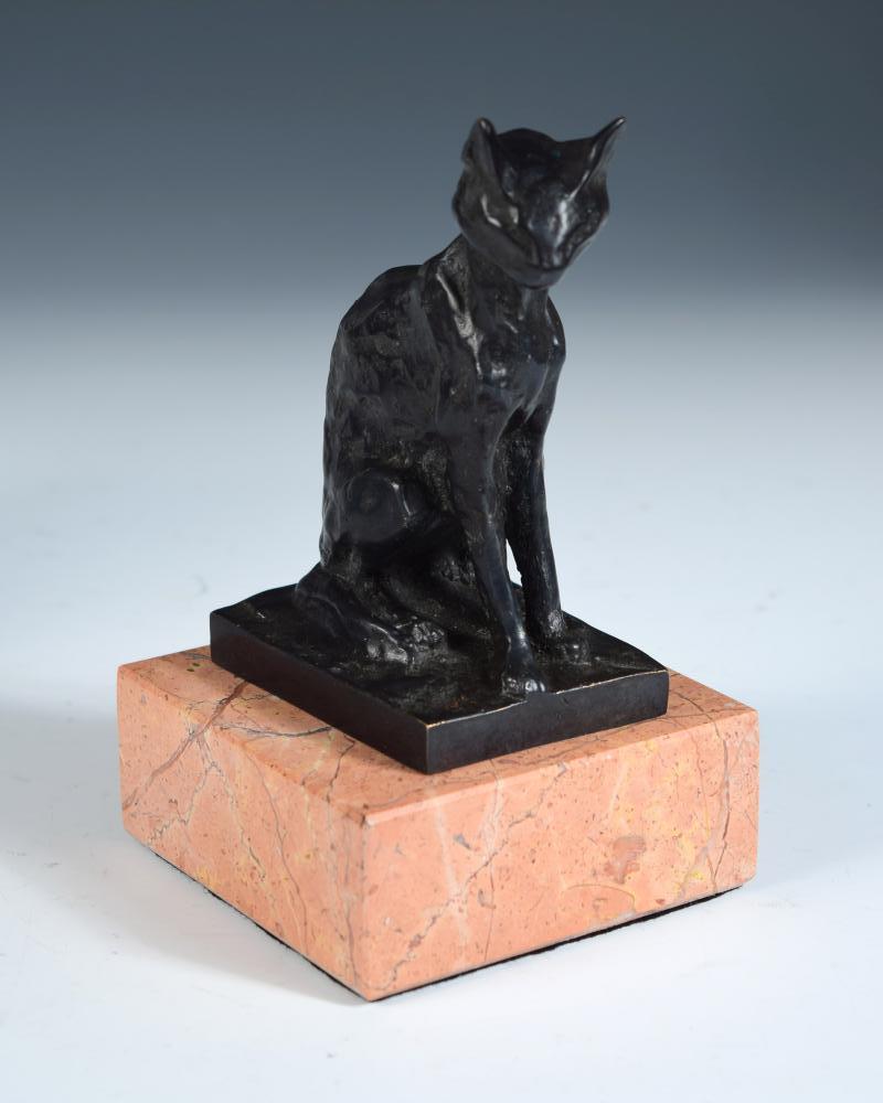 After Théophile Alexandre Steinlen, (Swiss, 1859–1923), a bronze model of a cat, modelled seated,