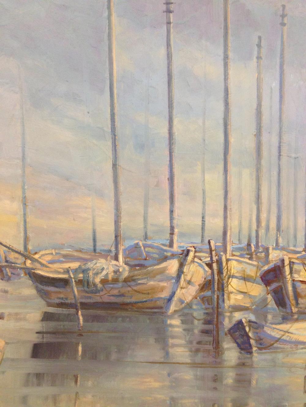 § Enrique Romero Santana (Spanish, b. 1947) Sailing boats in harbour oil on board, unframed 102 x - Image 3 of 6