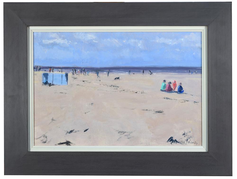 § Caroline Ponsonby (British, 20th Century) Beach Quartet signed lower right "Caroline Ponsonby" oil