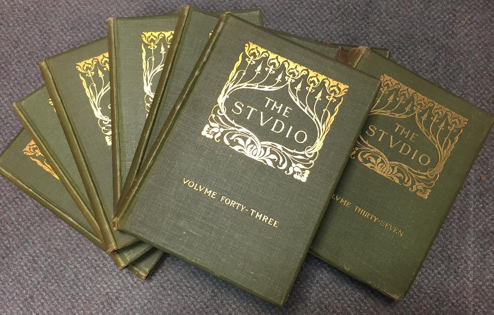 The Studio Year Book, including volume one with C. F. Voysey illustrations, sixteen uniform cloth