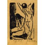 Frans Rolfs (20th Century) Despair signed and dated lower right "Frans Rolfs '19" woodcut 15½ x 10½