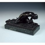 J. Valenta, Austrian, 20th century, The Labourer, bronze mounted to a marble plinth base, signed