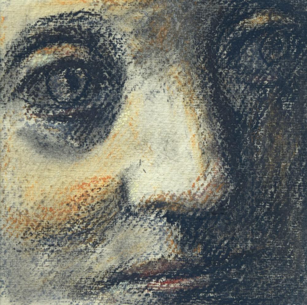 § Evelyn Williams (British, b.1929) Woman's Head, 1996 pastel on paper 15 x 15cm (6 x 6in)