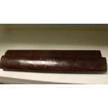 Two Chinese zitan wood wrist rests, one with a seal mark, 30cm (11.75 in) wide (2)  Good