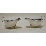 A small pair of silver sauce boats by Mappin & Webb