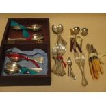 A box of assorted EPNS flatware to include Christofle