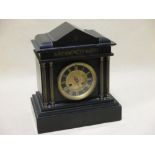Two 'Black Marble' mantel clocks