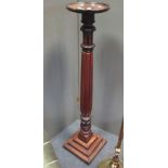 A William IV mahogany torchere, together with a brass standard lamp and a 19th century pot