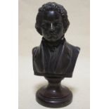 A bronzed bust of Beethoven 23cm high