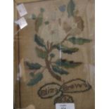 A botanical needlework by Elija Brown, dated 1836, 23 x 17 cm; together with a needlework of a