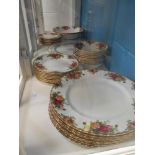 A Royal Albert 'Old Country Roses' dinner service  All in used condition. Some pieces are damaged.