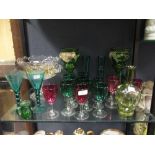 A quantity of early 20th century green glassware and other glass