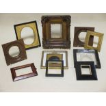 A collection of eleven square and rectangular period portrait miniature frames, a mixture of plain