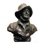 V Seitel, a bronze bust of a fisherman 12cm high overal on an onyx plinth