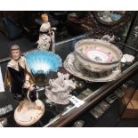 A collection of figures, a tureen and stand and other ceramics