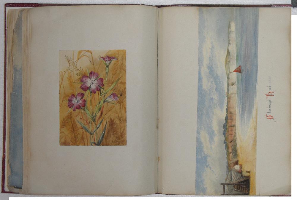 A watercolour album to include approximately 130 watercolours of English and continental views and - Image 3 of 16