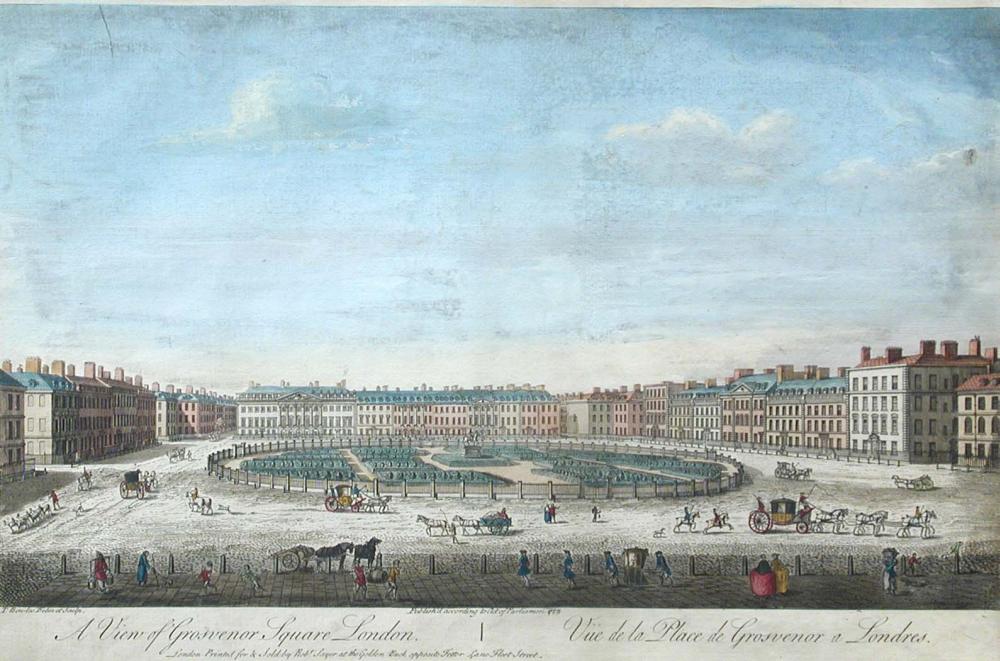 Thomas Bowles, A View of Grosvenor Square, London; The South West Prospect of London coloured