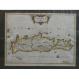 Peyrounin (A ), Candia, olim Creta, engraved map of Crete with outline hand-colouring, published