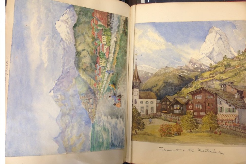 A watercolour album to include approximately 130 watercolours of English and continental views and - Image 12 of 16