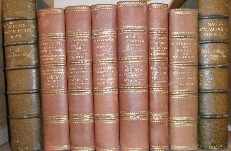Bibliography. Bound catalogues of books by subject. Six volumes, thick 8vo, bound by subject
