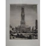 Malcolm Osborne, RA (British, 1880-1963) Bruges, aquatint, signed in pencil lower right 34 x 26½