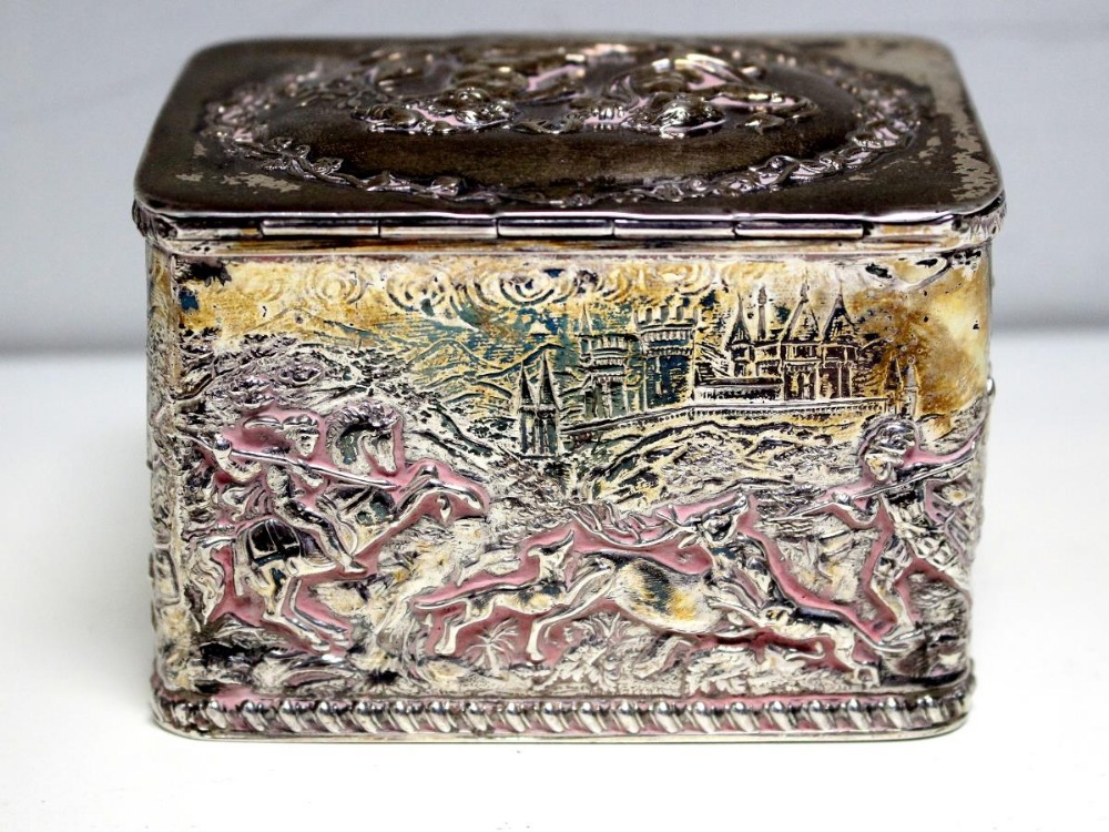 A small Dutch silver tea caddy box, sponsor's mark of Maurice Freeman, import marked for London