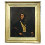 English School (19th Century)  Portrait of a gentleman in a white waistcoat and black jacket,