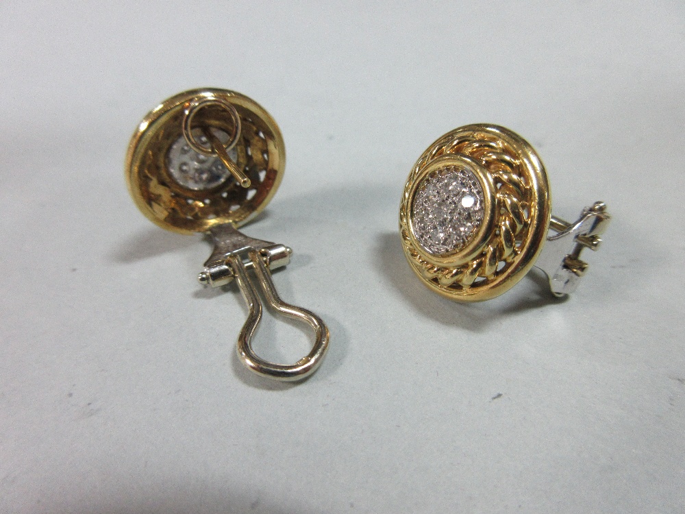 A pair of diamond and bi-coloured 18ct gold earstuds together with two further pairs of 18ct gold - Image 2 of 8