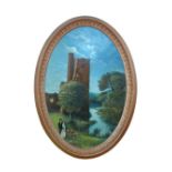 F Armes (British, 19th Century) View of the ruins of Caistor Castle, Norfolk signed on the