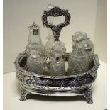 A George III silver cruet frame, maker's mark overstruck and illegible but probably by William