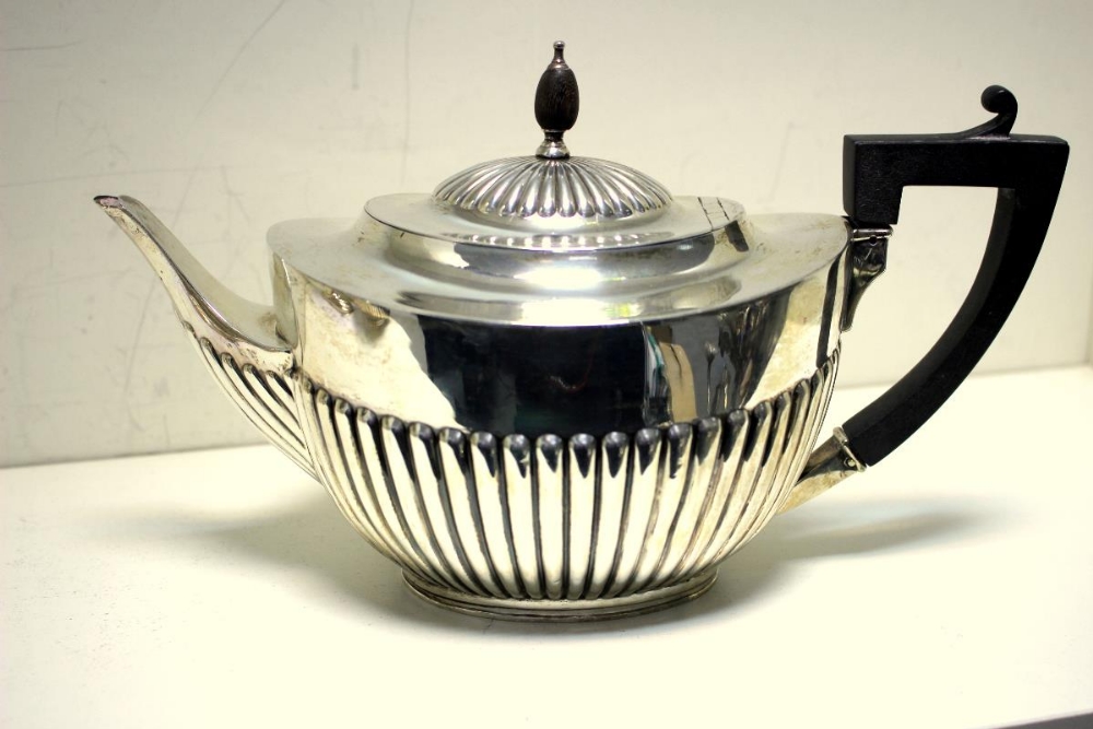 A matched mainly Victorian five piece silver tea set, principally by Edward Hutton, London 1890 & - Image 2 of 12