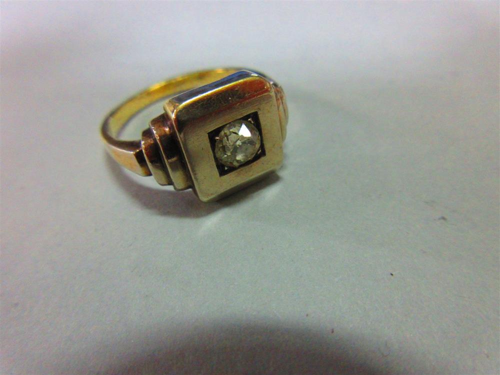 An odeonesque single stone diamond ring, the old round brilliant cut diamond of light yellow hue, - Image 6 of 6