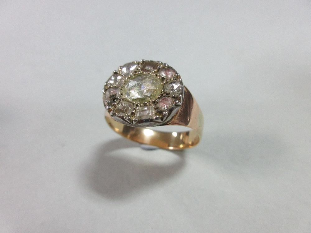A 19th century diamond ring, the ring head, possibly originally a Georgian button, set to the centre - Image 2 of 6
