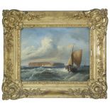 German School  (19th Century) View of Heligoland in the North Sea with local shipping; and A