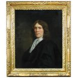 Anglo-Dutch School  (18th Century) Portrait of a gentleman in a white lace stock and black cloak oil