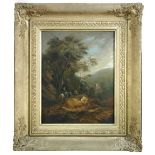 Manner of Thomas Barker of Bath (British, 1769-1847) A wooded landscape oil on board 29 x 23cm (11 x