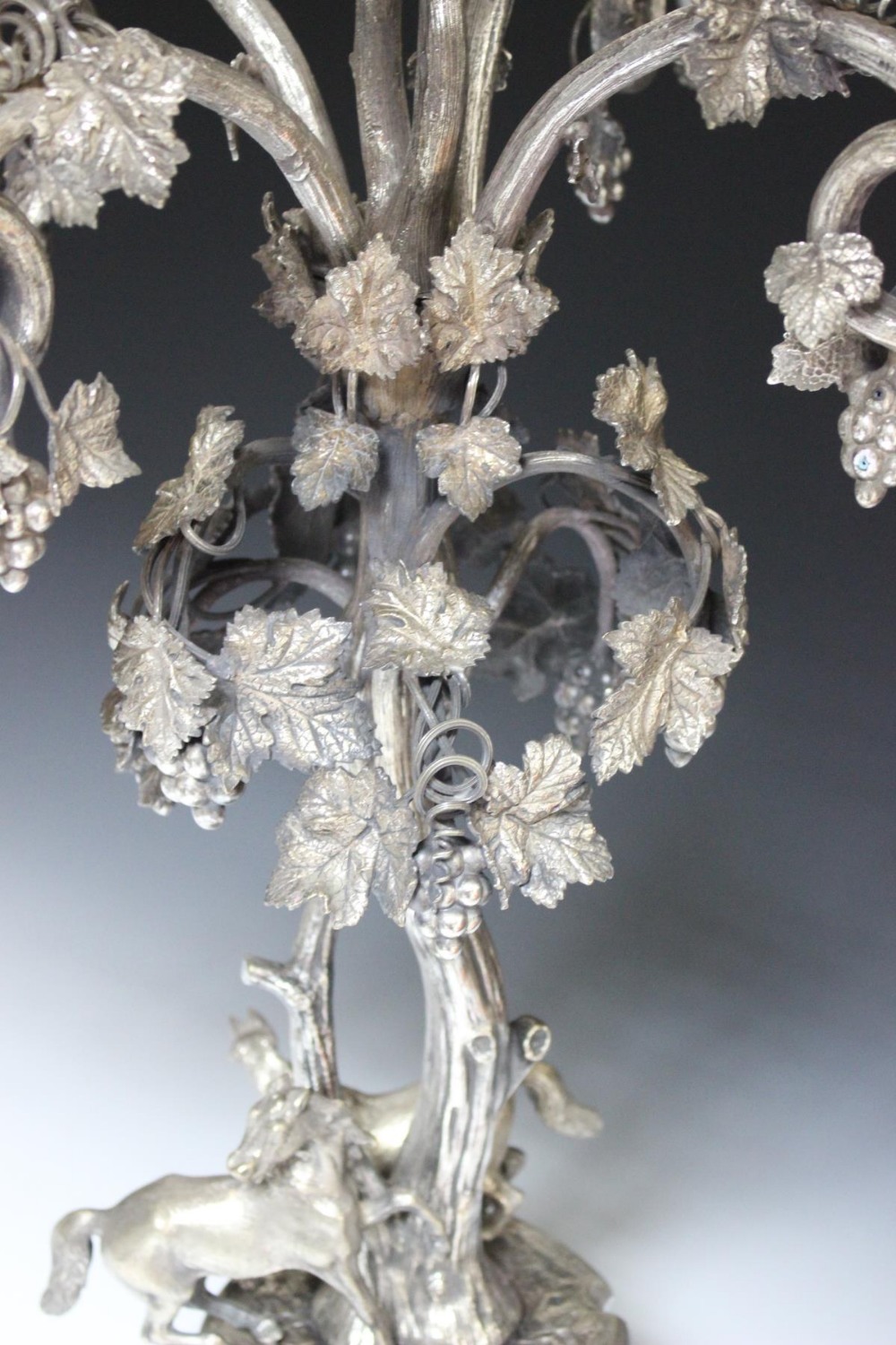 A large Victorian electroplated table centrepiece, by Mappin & Webb, the triform base with applied - Image 4 of 5