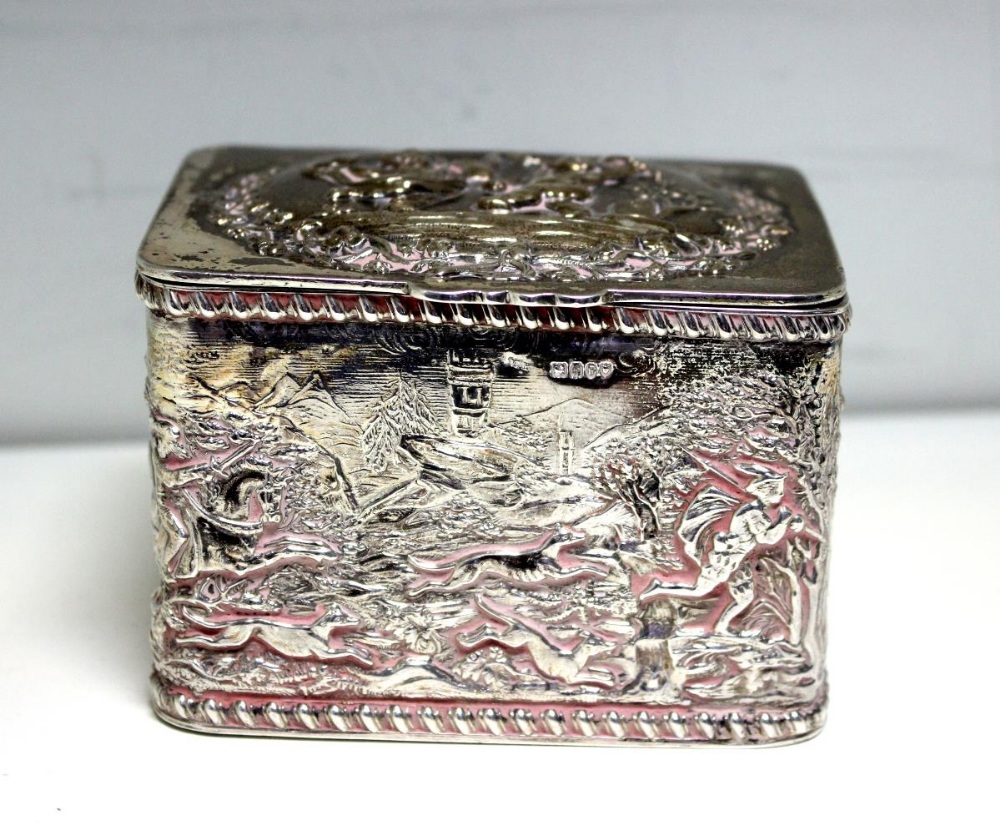A small Dutch silver tea caddy box, sponsor's mark of Maurice Freeman, import marked for London - Image 7 of 8
