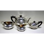 A Victorian silver three piece tea set, by Henry Stratford, Sheffield 1894, comprising:- A teapot of
