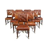 A set of 10 Gillows mahogany library chairs, circa 1860, leather and brass nailed uphostered seats