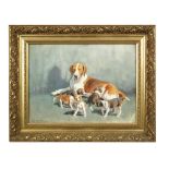 § Neil Cawthorne (British, 20th Century) Foxhound bitch with five puppies signed lower left "Neil