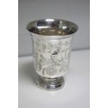 A 19th century French silver beaker, maker HMB below a wheat sheaf, 1st standard, of inverted bell