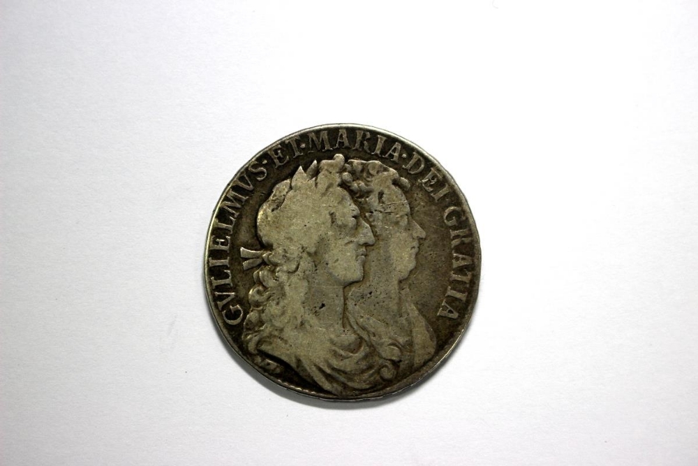 A William and Mary silver half crown, 1689, good F - Image 2 of 2