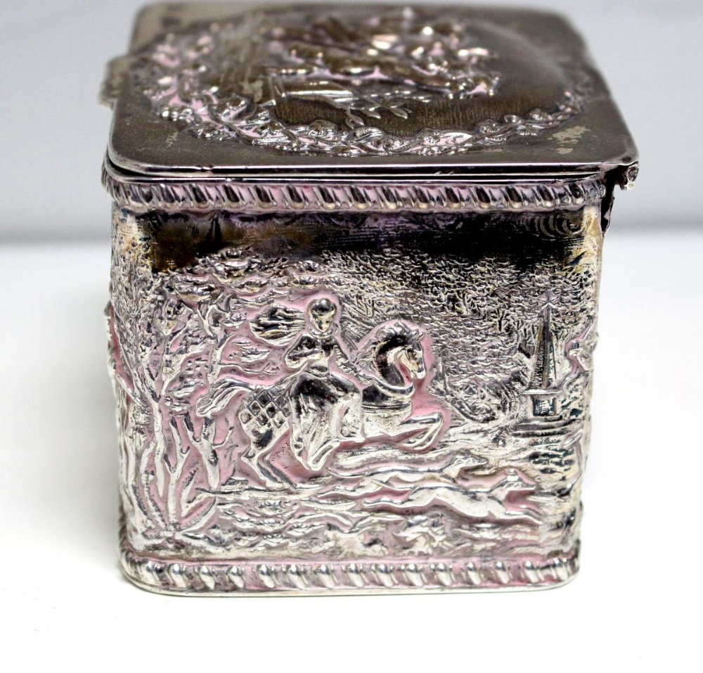 A small Dutch silver tea caddy box, sponsor's mark of Maurice Freeman, import marked for London - Image 8 of 8