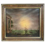 Manner of Claude Lorraine (late 18th/early 19th Century) Mediterranean sea port at sunset oil on