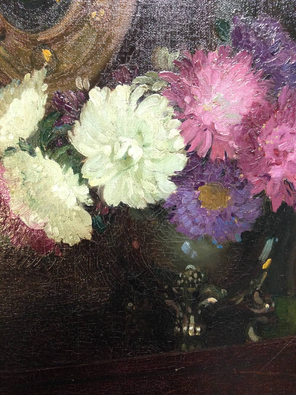 Herbert Davis Richter, RI, RSW, ROI (British, 1874-1955) Still life of garden flowers in a pewter - Image 3 of 7